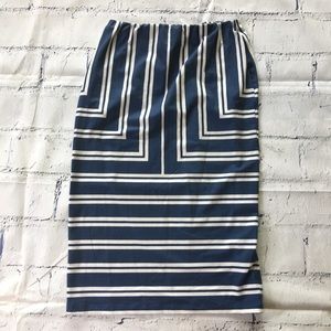 Asos Blue White Stripe Athletic Pencil Skirt